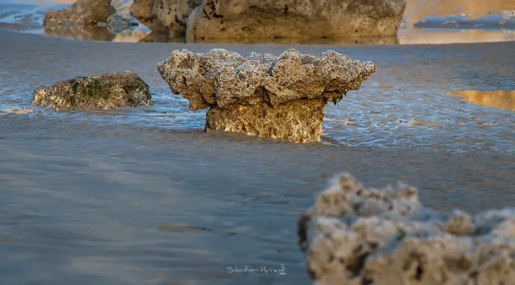 Rocher avec une forme insolite sur la plage de Sotteville-sur-mer