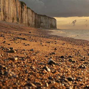 Plage de Saint Valery en Caux à l'heure dorée