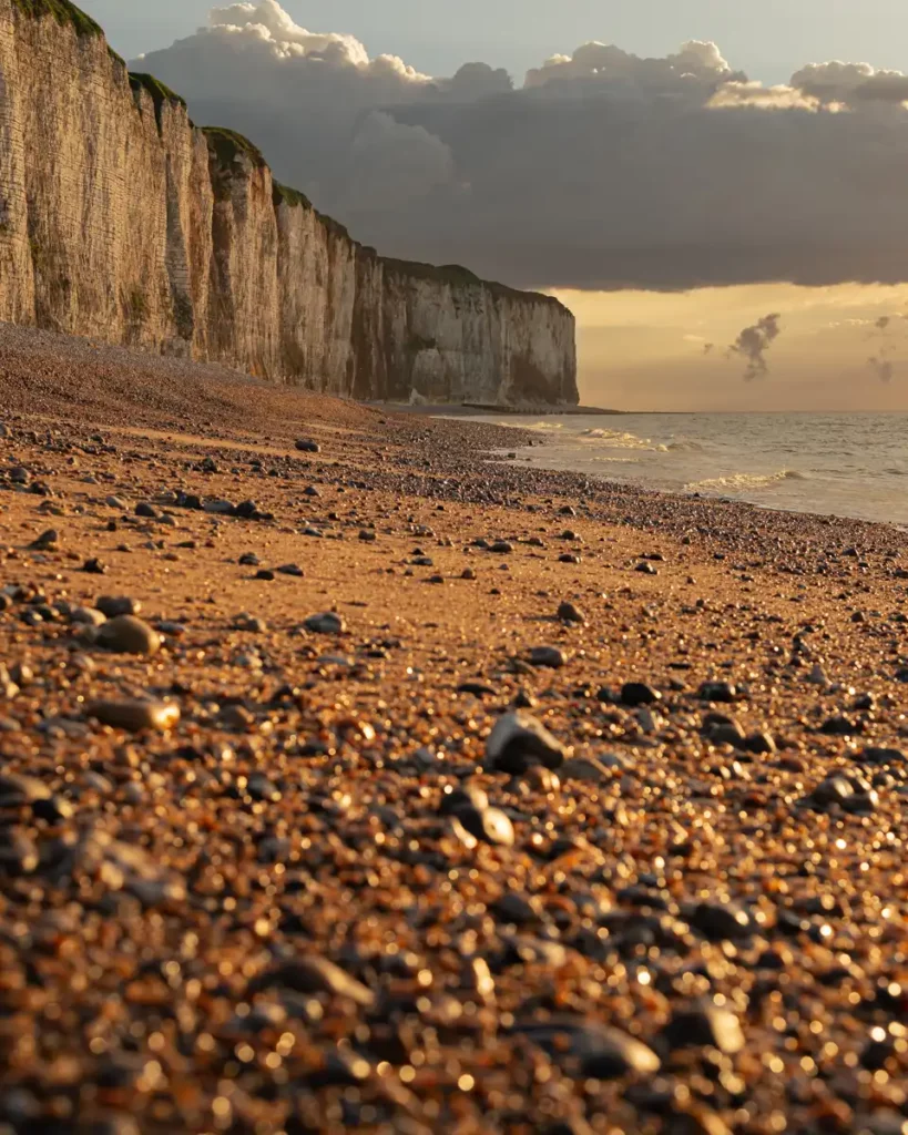 Plage de Saint Valery en Caux à l'heure dorée